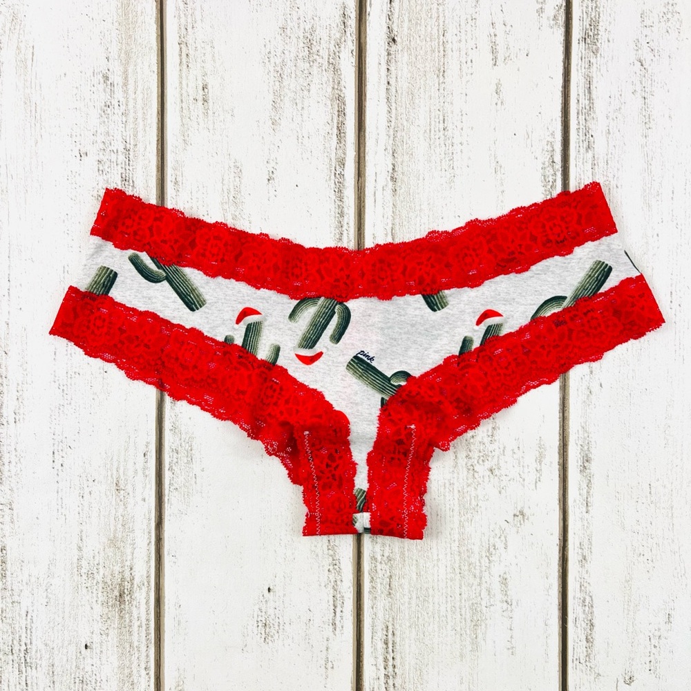 VS PINK Holiday Cheeky Pantie Christmas Cactus Rare